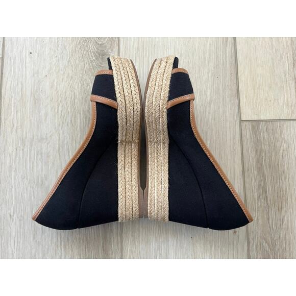 Tory Burch Majorca Black Canvas Wedge Espadrille Heels Women Size EU 35.5/US 5.5 - Picture 7 of 9